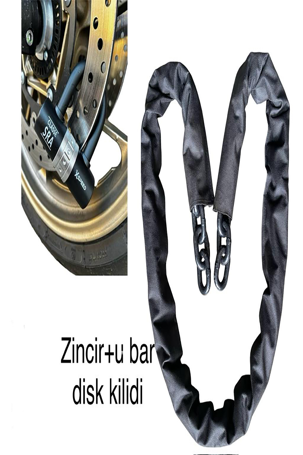 Motorsiklet Zincir G80 10 mm Kalınlık 1,1 Metre Motosiklet Scooter Zincir Kilit U Bar disk kilidi