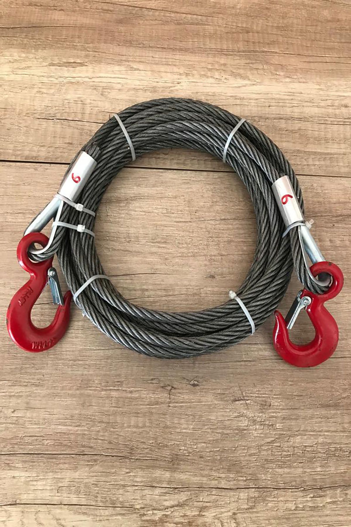 10 Mm Kalınlıkta 10 Metre 9 Tona Kadar Çekebilen Çelik Çekme Çeki Halatı kancalı