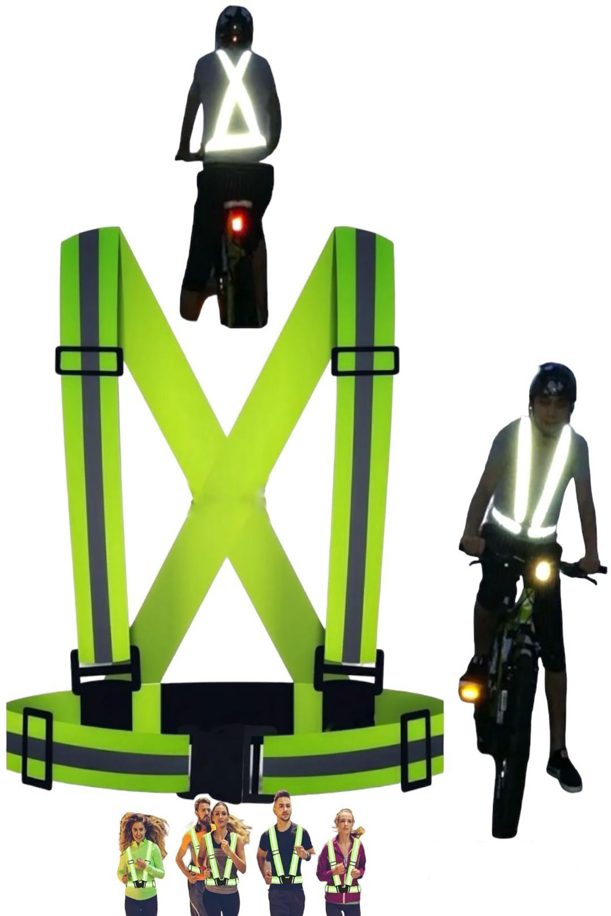 Reflektörlü Yelek - Motosiklet, Bisiklet Ve Scooter gece ikaz yelek ayarlanabilir yeni Yasaya Uygun)