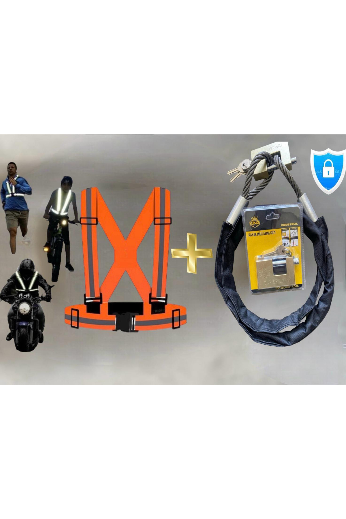 motorsiklet 1,5 metre 10 mm Çelik  Bağlama Halat Motosiklet Zincir kılıflı+ ikaz Yelek turuncu