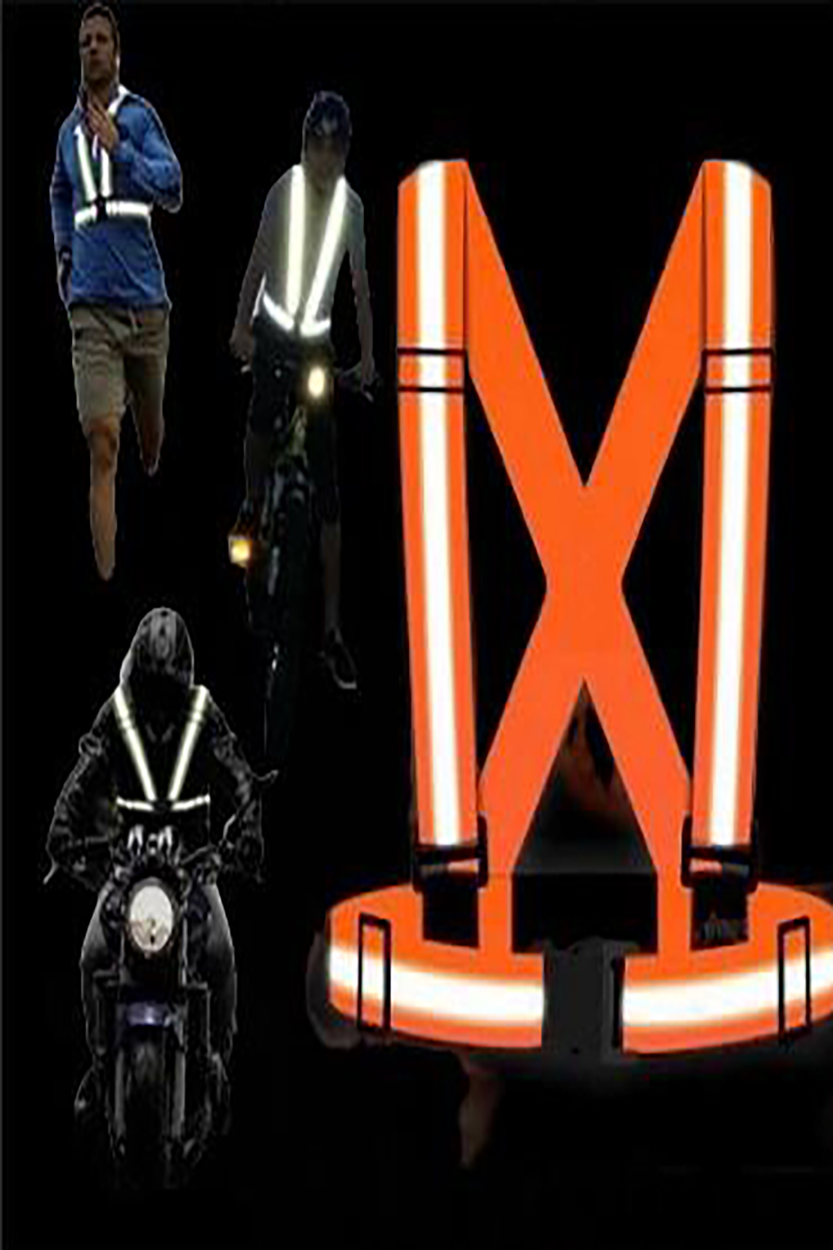 Reflektörlü turuncu Yelek - Motosiklet, Bisiklet Ve Scooter gece  ikaz yelek ( yeni Yasaya Uygun)