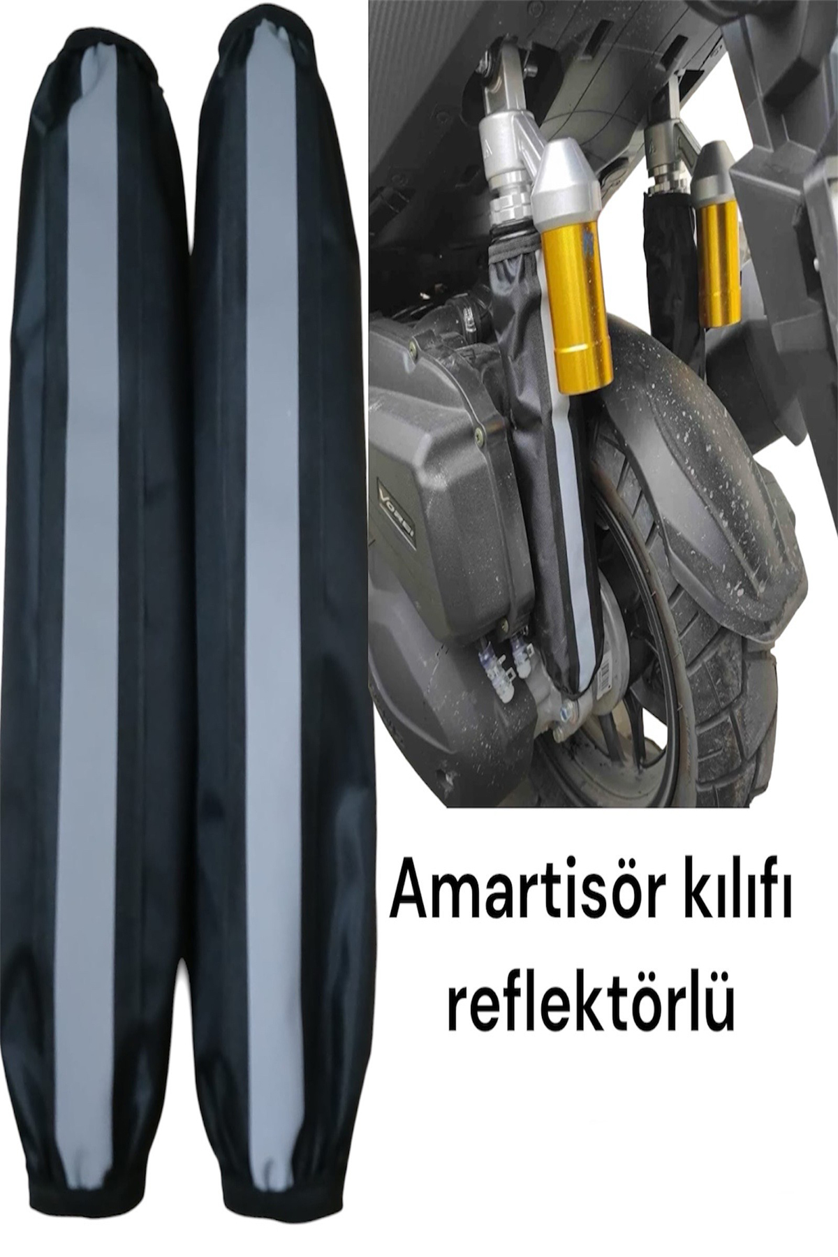 Motosiklet Amartisör Kılıf Çorabı Reflektörlü