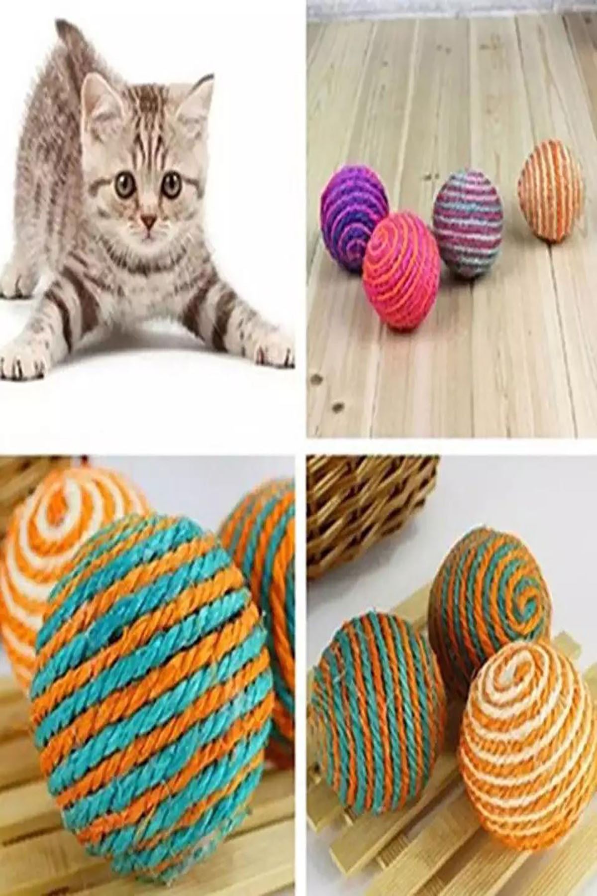 Kedi Oyuncağı Içi Pinpon Toplu Etrafı Örülü 2li
