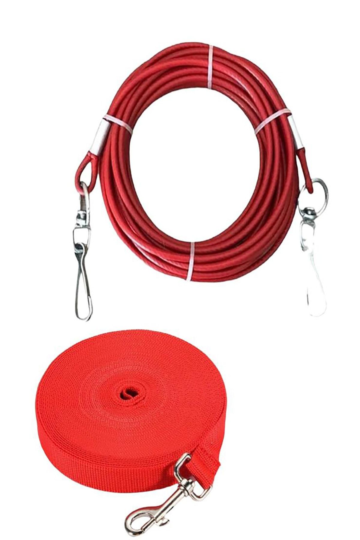 1,5 Metre Çelik Köpek Gezdirme Halatı +10 Metre Köpek Gezdirme Tasması Sevk Kayışı