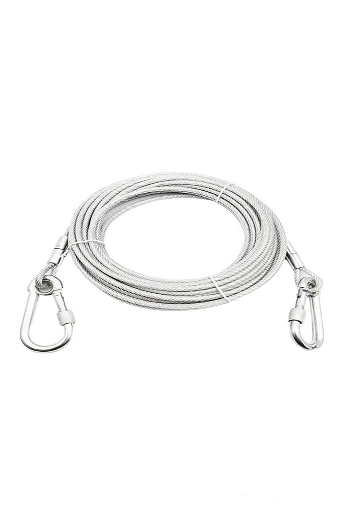 Mm 7 Metre + 2 Vidalı Karabina Köpek Bahçe Bağlama Halatı Şefaf Renk