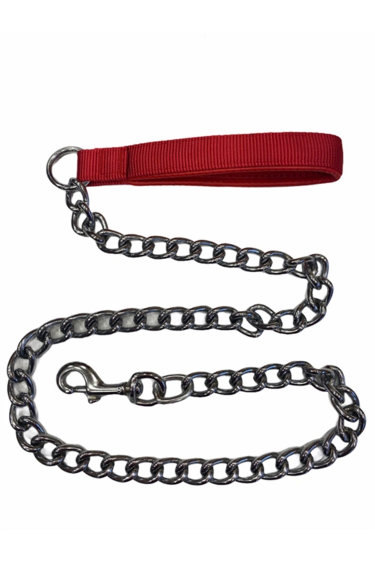 Kırmızı Yumuşak Saplı Zincir Gezdirme Tasması 5 Mm X 120 Cm
