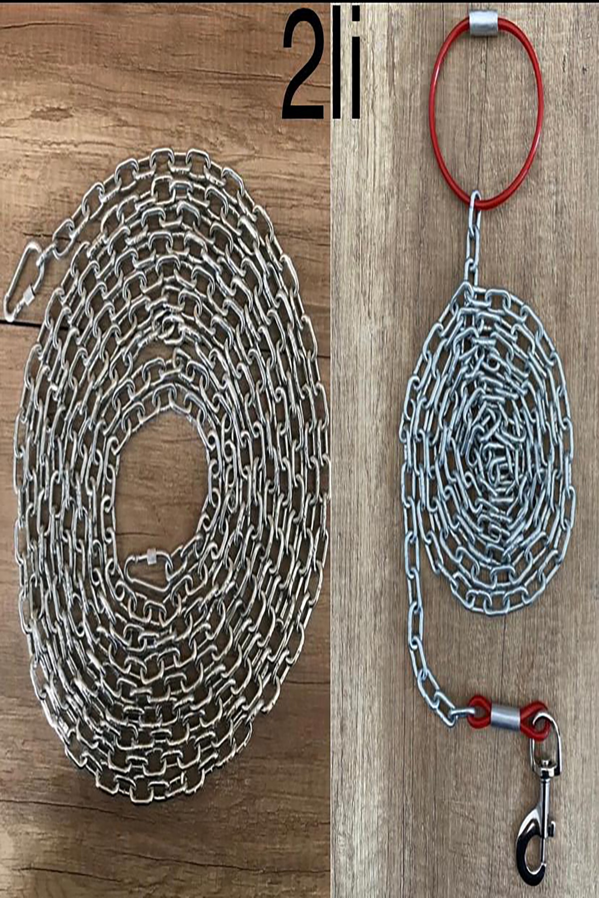 Köpek Bağlama Zinciri Mm 3 Metre 2 Vidalı Karabina 1 Metre Gezdirme Bağlama Zinciri Takım (85 KG)