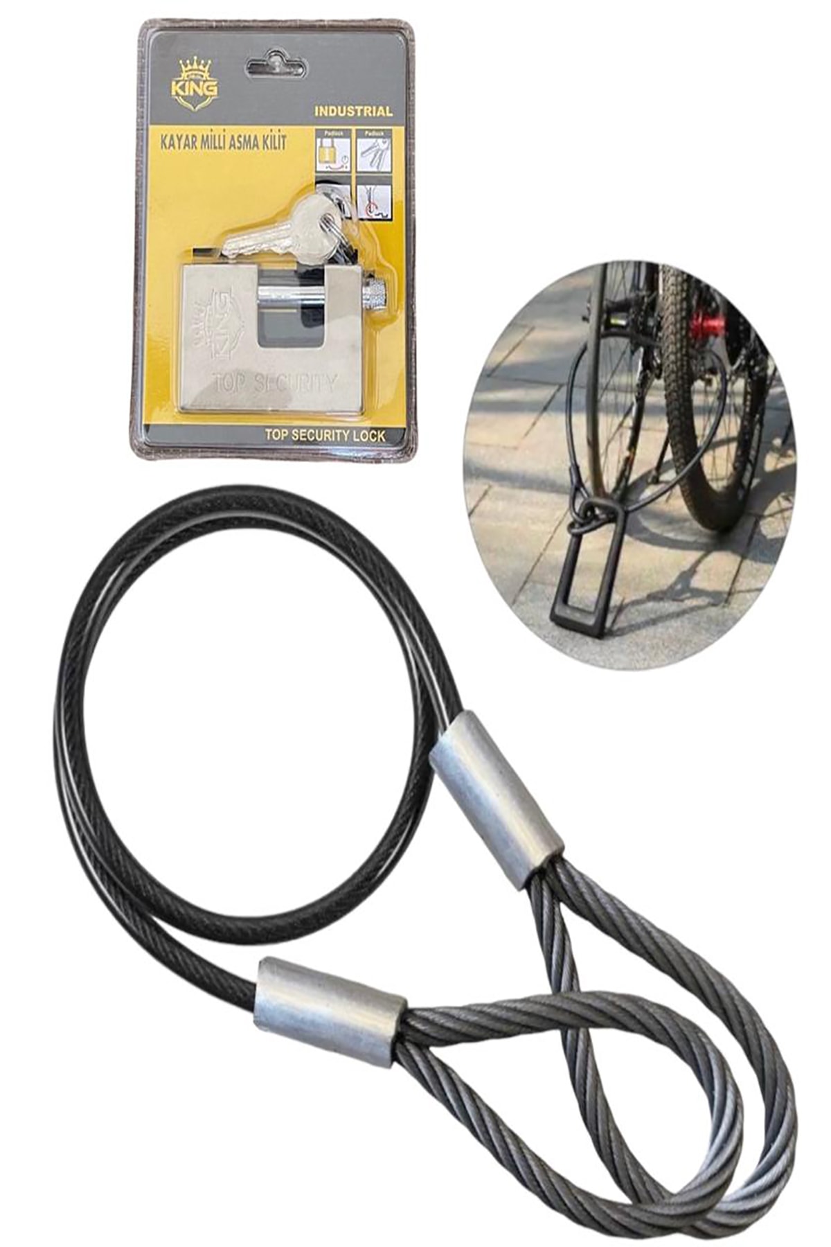 motorsiklet 2,5 metre 10 mm Kesilmez Çelik Halat Motorsiklet Bağlama Halatı Motorsiklet zincir kilit