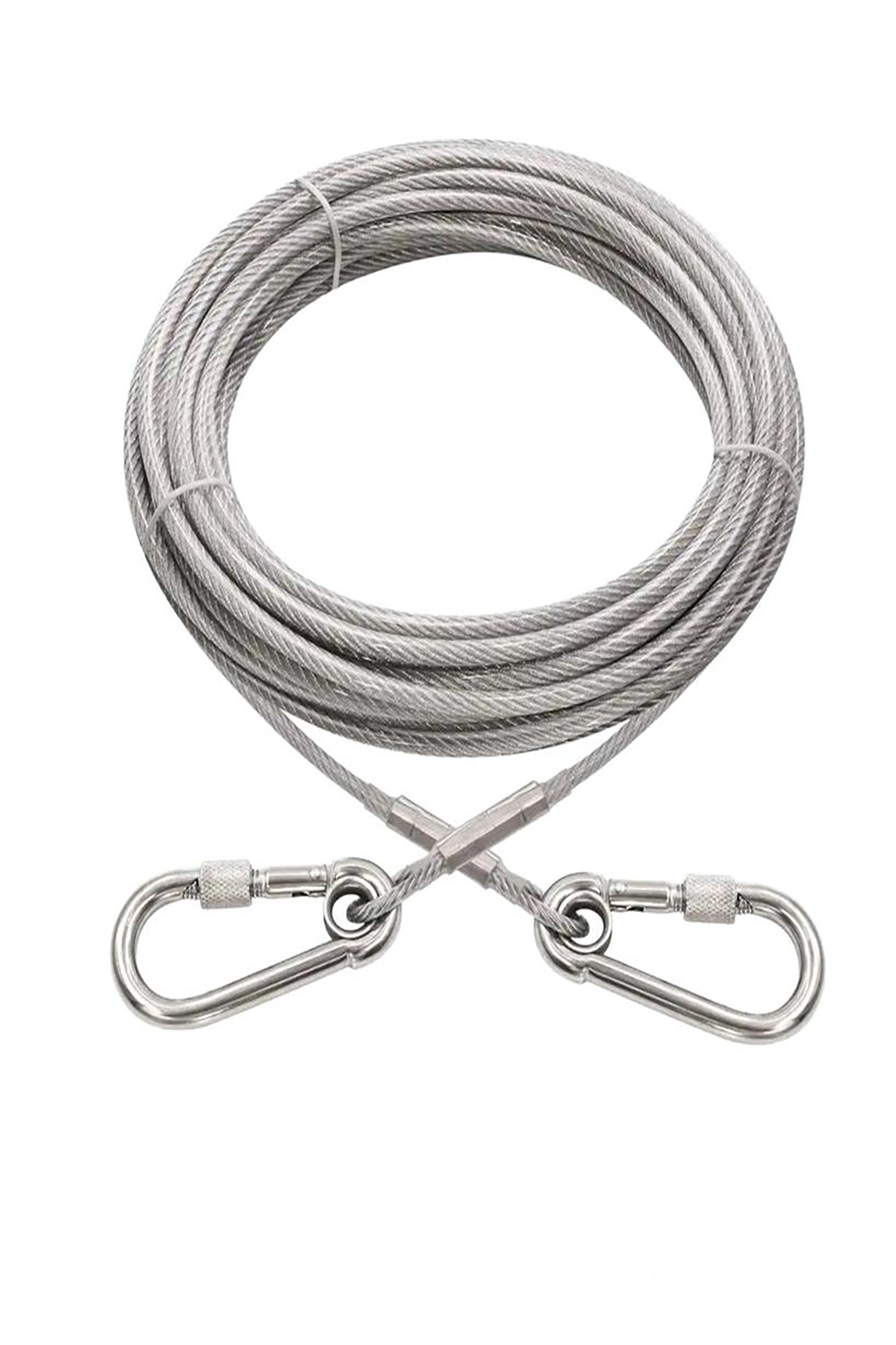 Mm 10 Metre 2 Vidalı Karabina Köpek Bahçe Bağlama Halatı Şefaf Renk (85 KG)